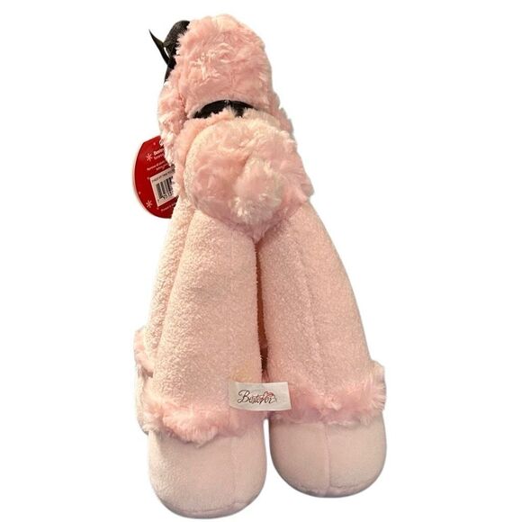 Bestever Funny Feet Pink Poodle Dog Stuffed Animal Plush Toy 11” Black Bow w Tag - Picture 6 of 11
